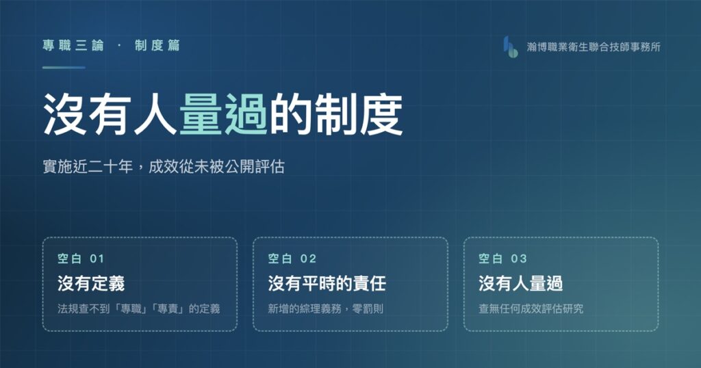 台灣專責一級管理單位制度的三個空白:沒有定義、沒有平時的責任、沒有人量過